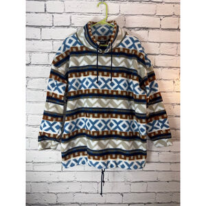 PASTA Vintage 1990’s Aztec Print Quarter Zip Pullover Fleece Sweatshirt Large